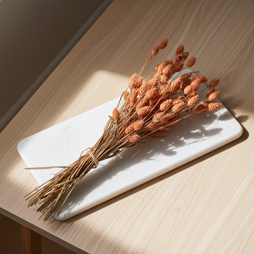 Sušený Phalaris – lososová, přírodní dekorace v jemně teplém odstínu